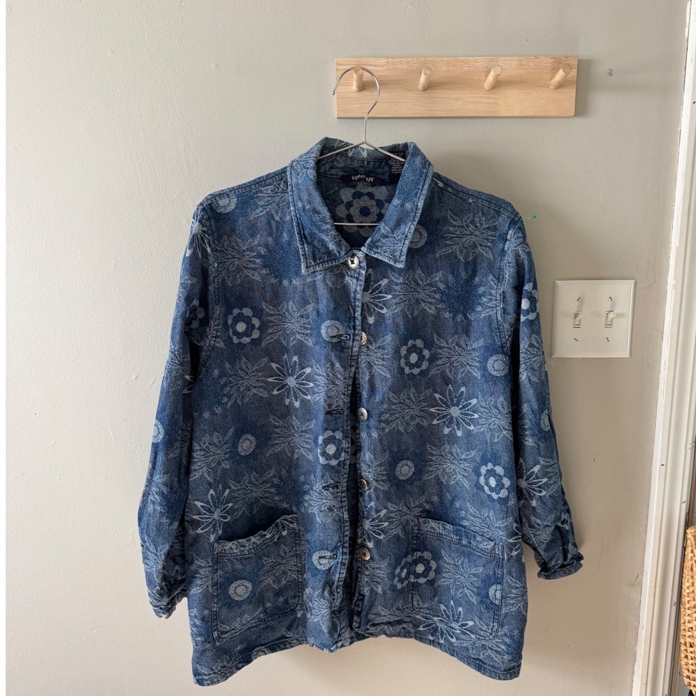 Krazy Cat‎ Vintage 90s Floral Boho Denim Jacket XL